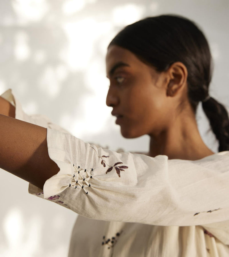 Botanical dress Dress by Khara Kapas in white for women Worldwide
