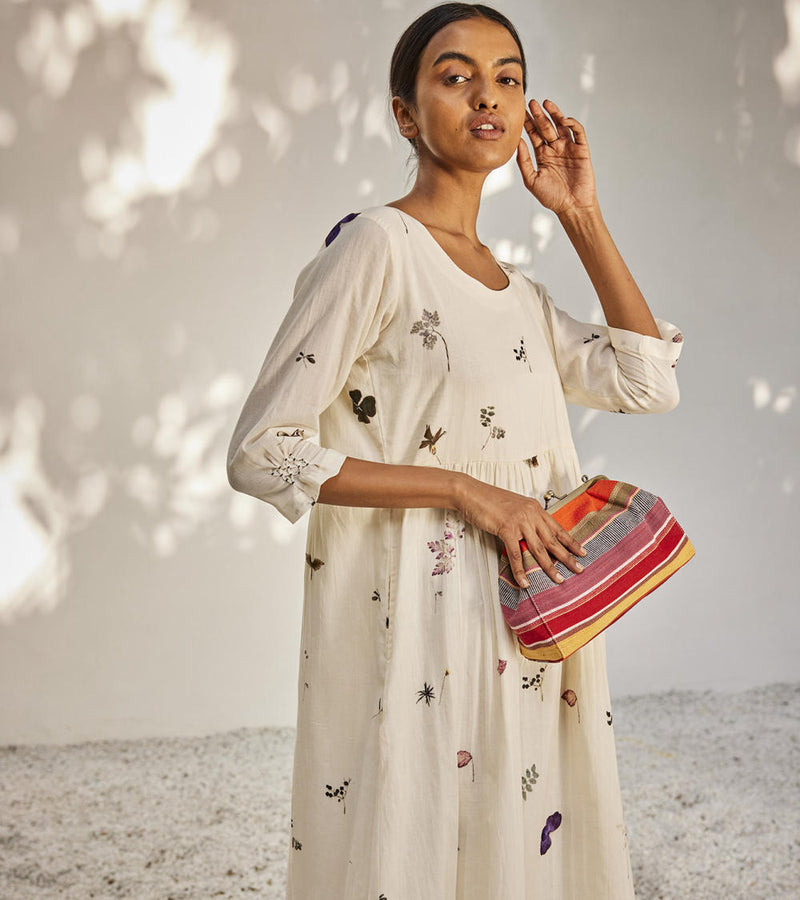 Botanical dress Dress by Khara Kapas in white for women Worldwide