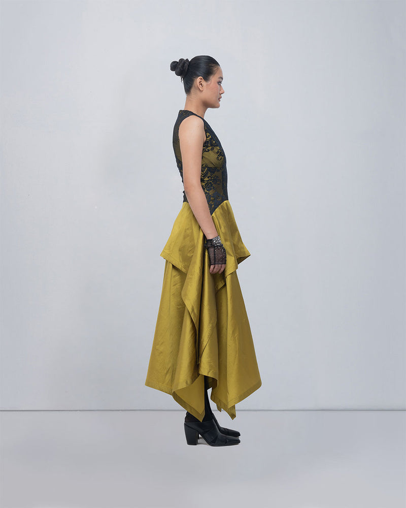 Serra Dress viscose by Leh Studios in black, green for women Worldwide