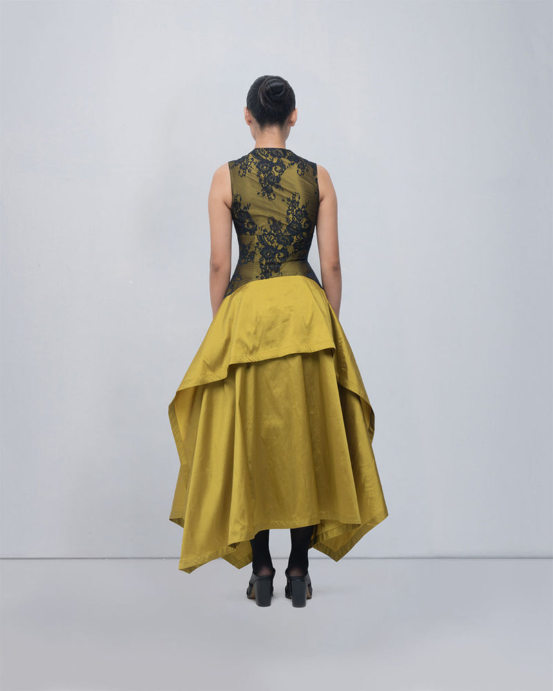 Serra Dress viscose by Leh Studios in black, green for women Worldwide
