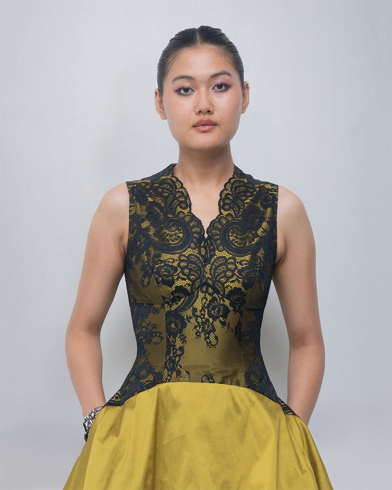 Serra Dress viscose by Leh Studios in black, green for women Worldwide