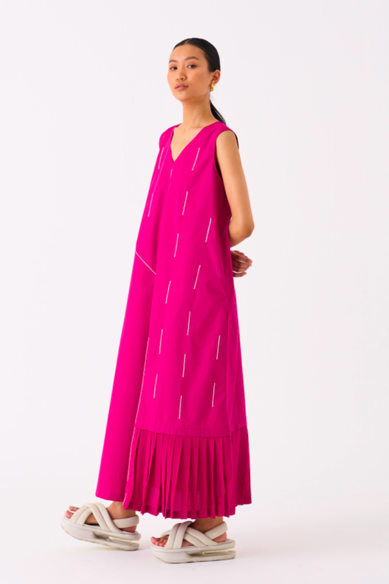 RAINDROP DRESS-FUSCHIA poplin by THREE for women Worldwide