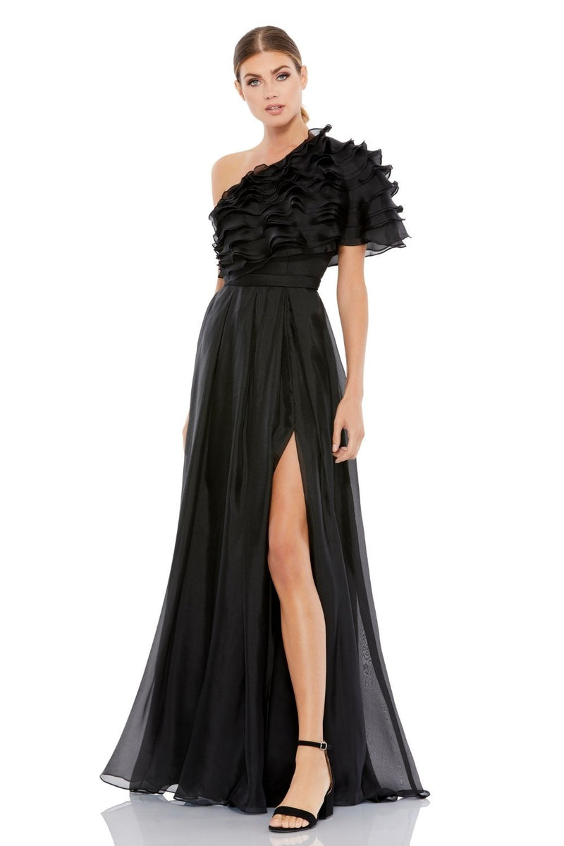 MD-26527 One Shoulder Gown-Black by Mac Duggal in black color for women Worldwide