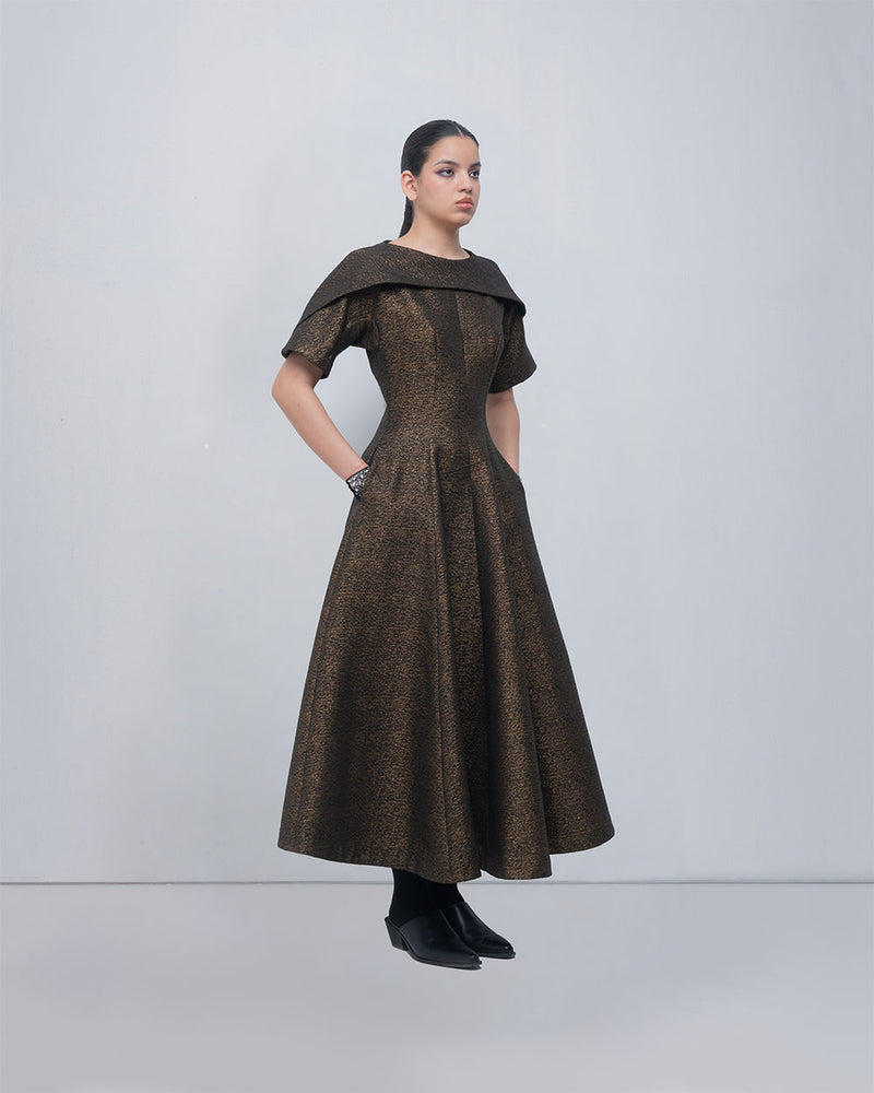 Aria Dress viscose by Leh Studios in gold for women Worldwide
