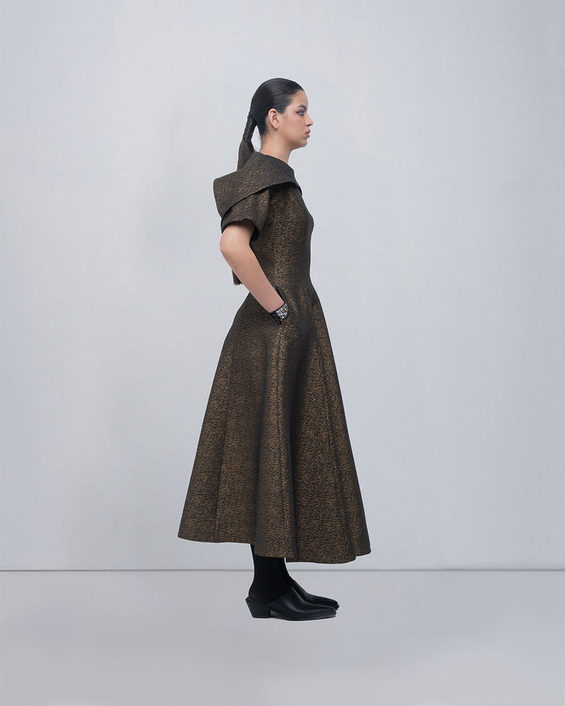 Aria Dress viscose by Leh Studios in gold for women Worldwide