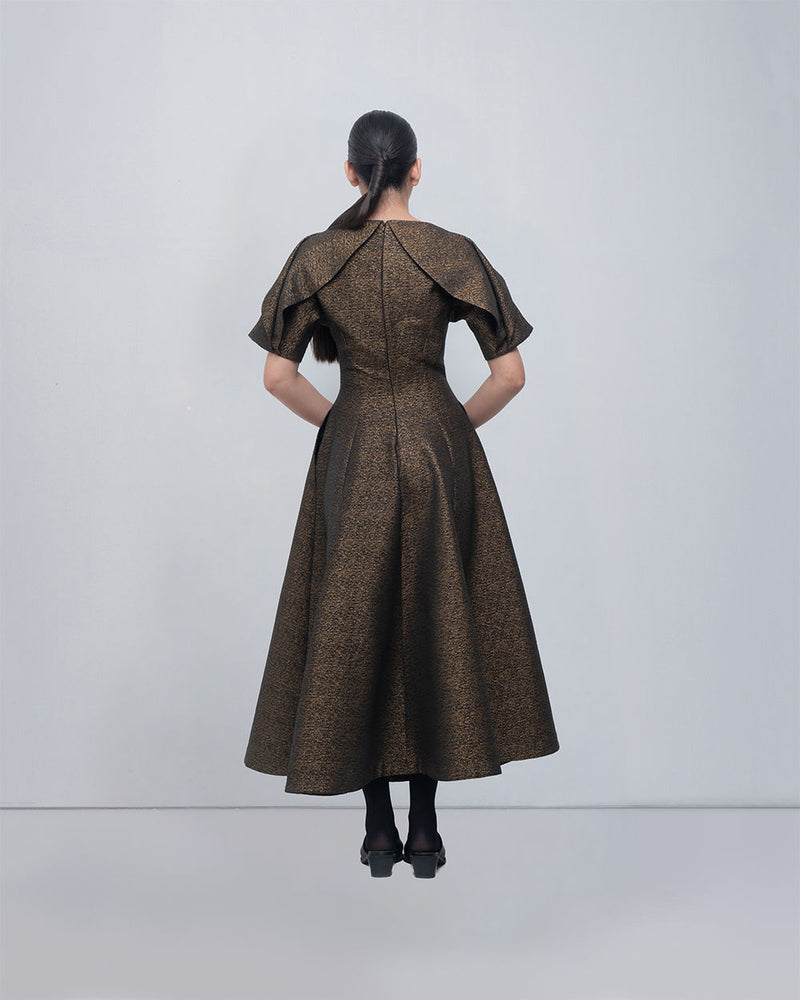 Aria Dress viscose by Leh Studios in gold for women Worldwide