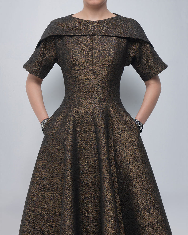 Aria Dress viscose by Leh Studios in gold for women Worldwide