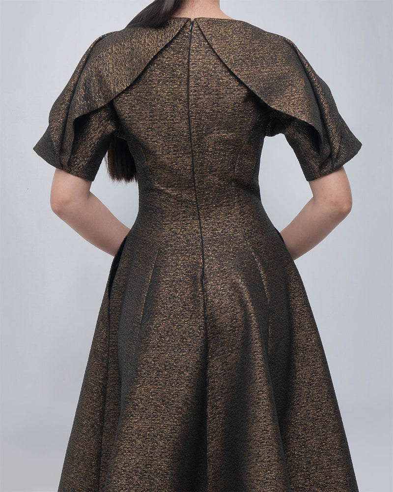 Aria Dress viscose by Leh Studios in gold for women Worldwide