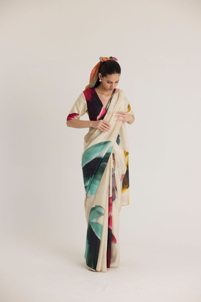LILA SILK SAREE silk by Yam in white color for women Worldwide