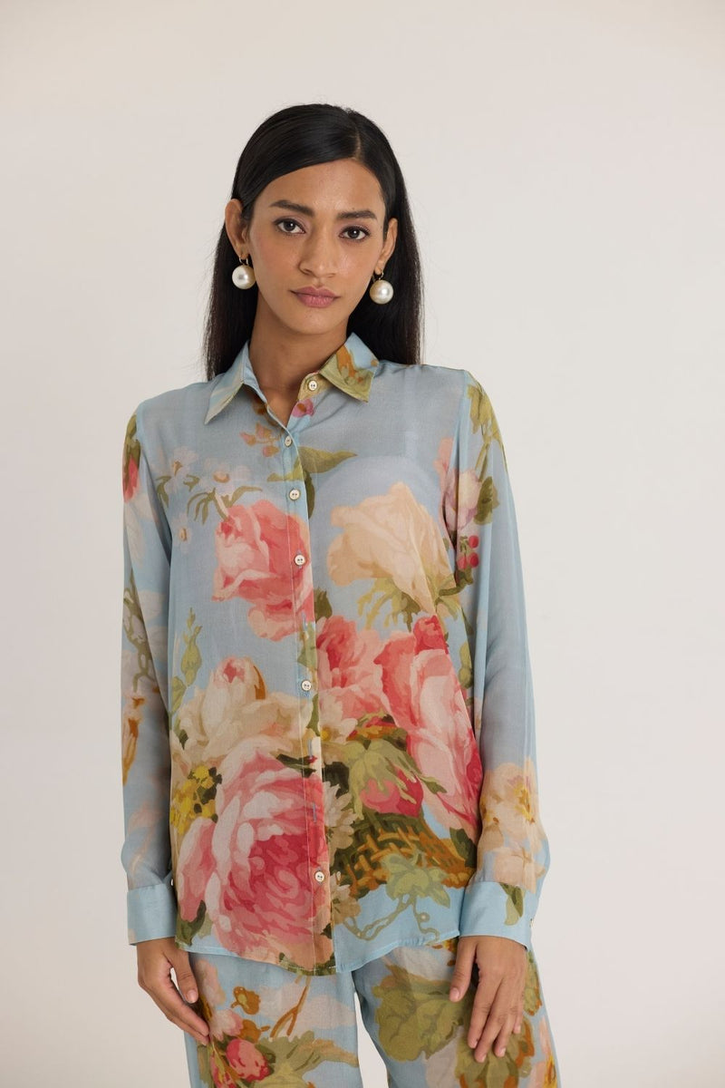 TAFFY CO-ORD SET by Yam in blue color for women Worldwide