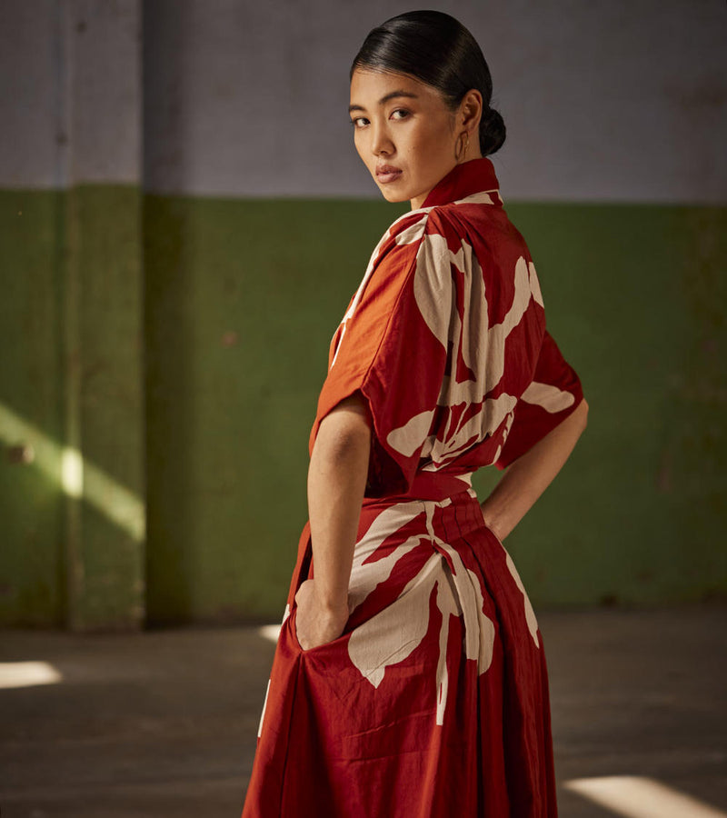 Watermelon Sugar Dress cotton Dresses by Khara Kapas in red for women Worldwide