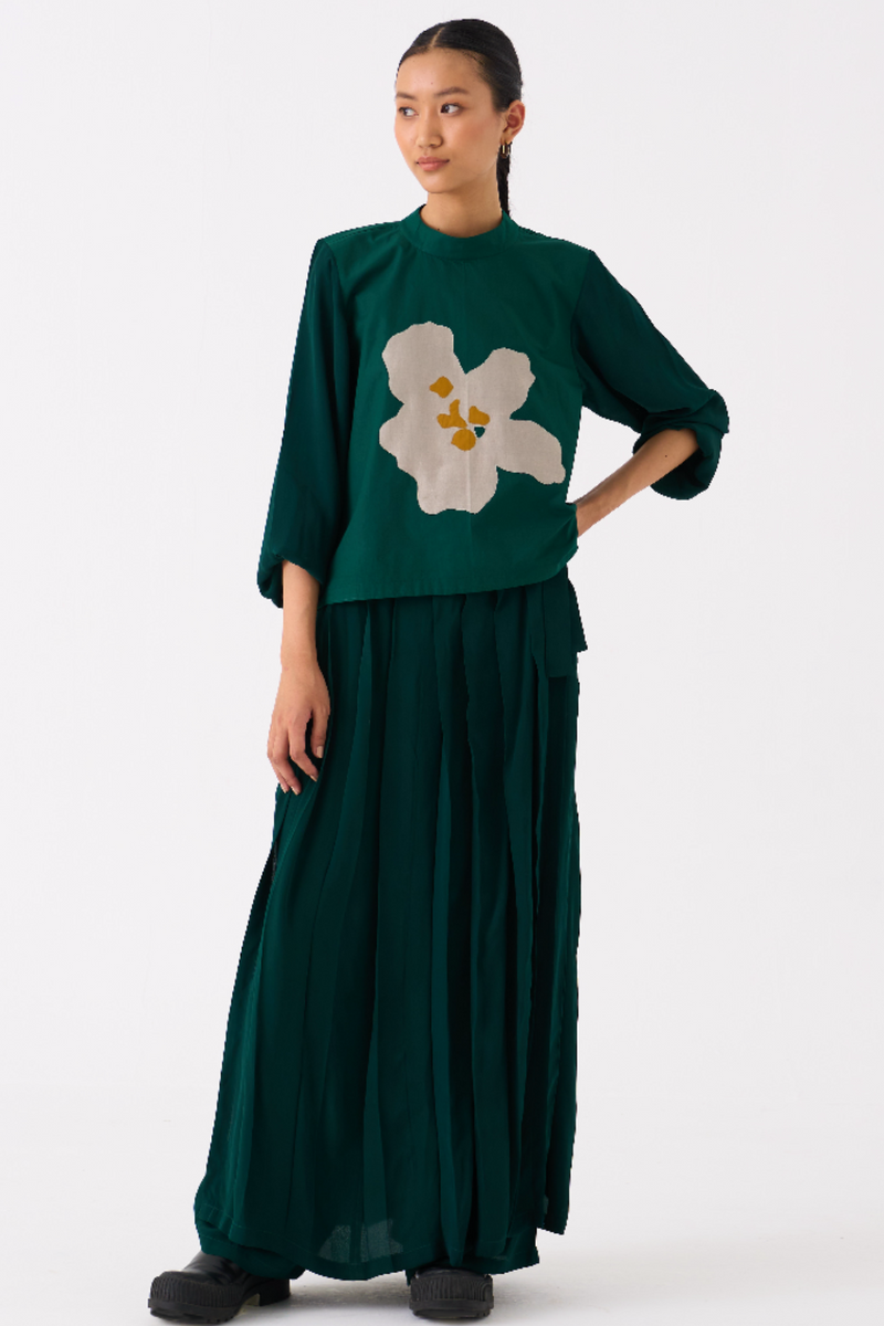 SKIRT PANT -DARK GREEN by THREE in green color for women Worldwide