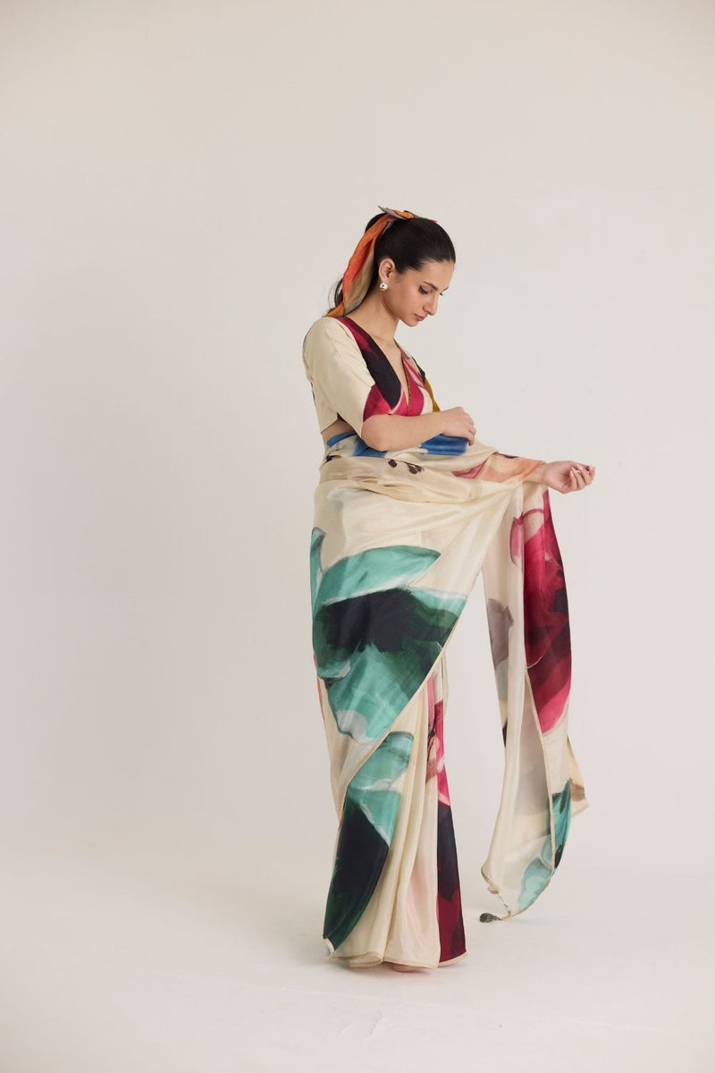 LILA SILK SAREE silk by Yam in white color for women Worldwide