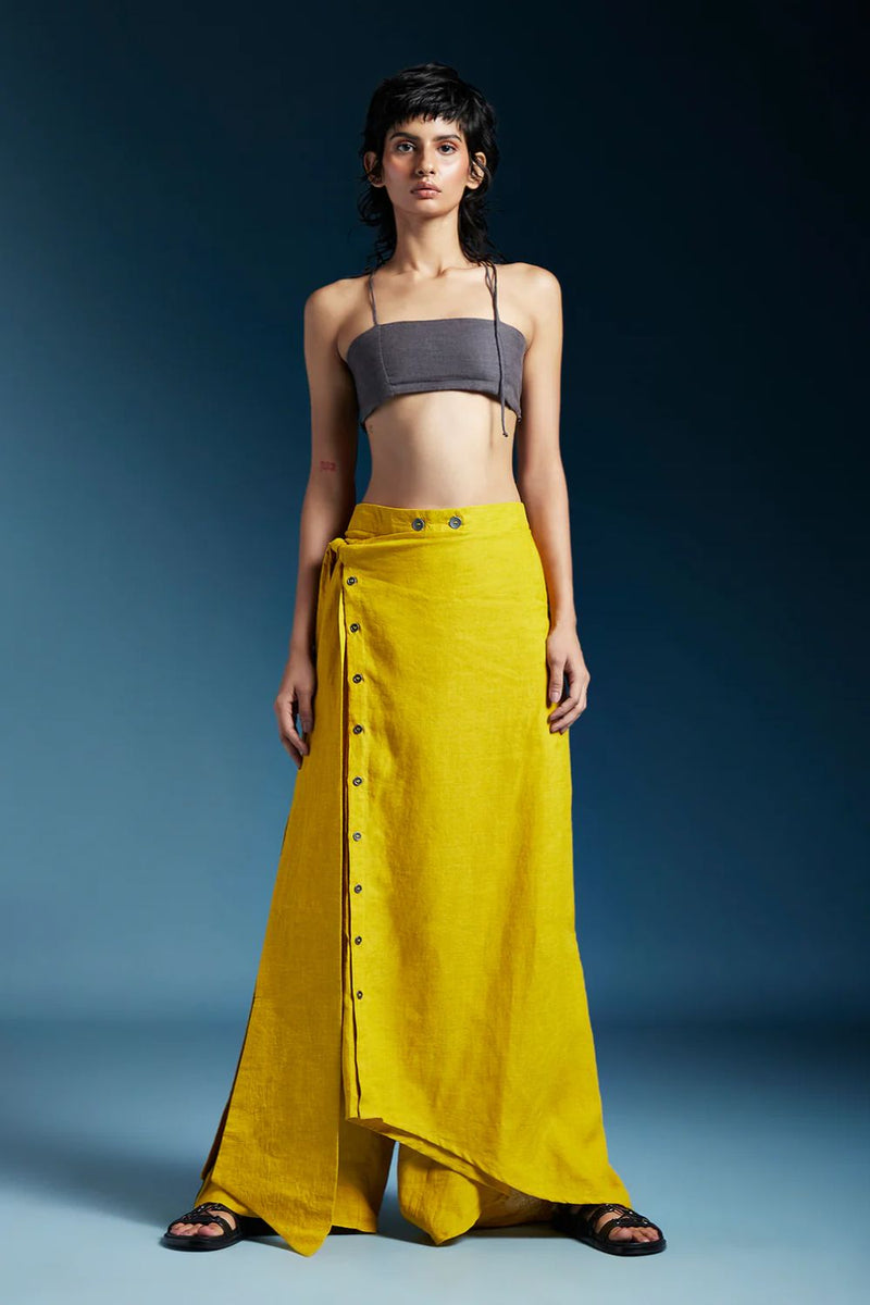 Elle Trousers-Mustard by Chola in mustard color for women Worldwide