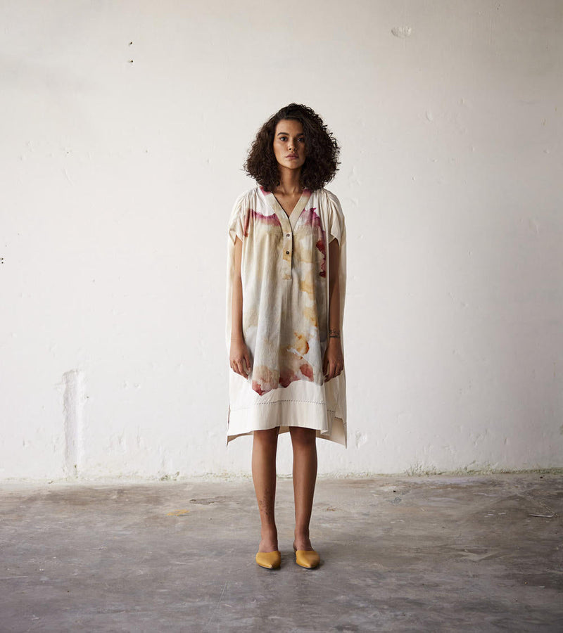 Sea Shells Dress cotton Dresses by Khara Kapas in white for women Worldwide
