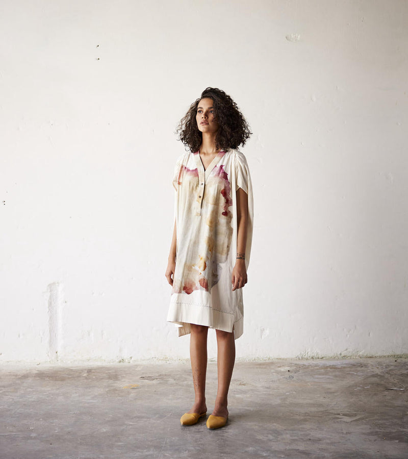 Sea Shells Dress cotton Dresses by Khara Kapas in white for women Worldwide