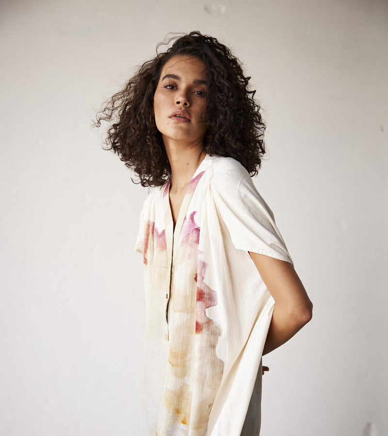 Sea Shells Dress cotton Dresses by Khara Kapas in white for women Worldwide