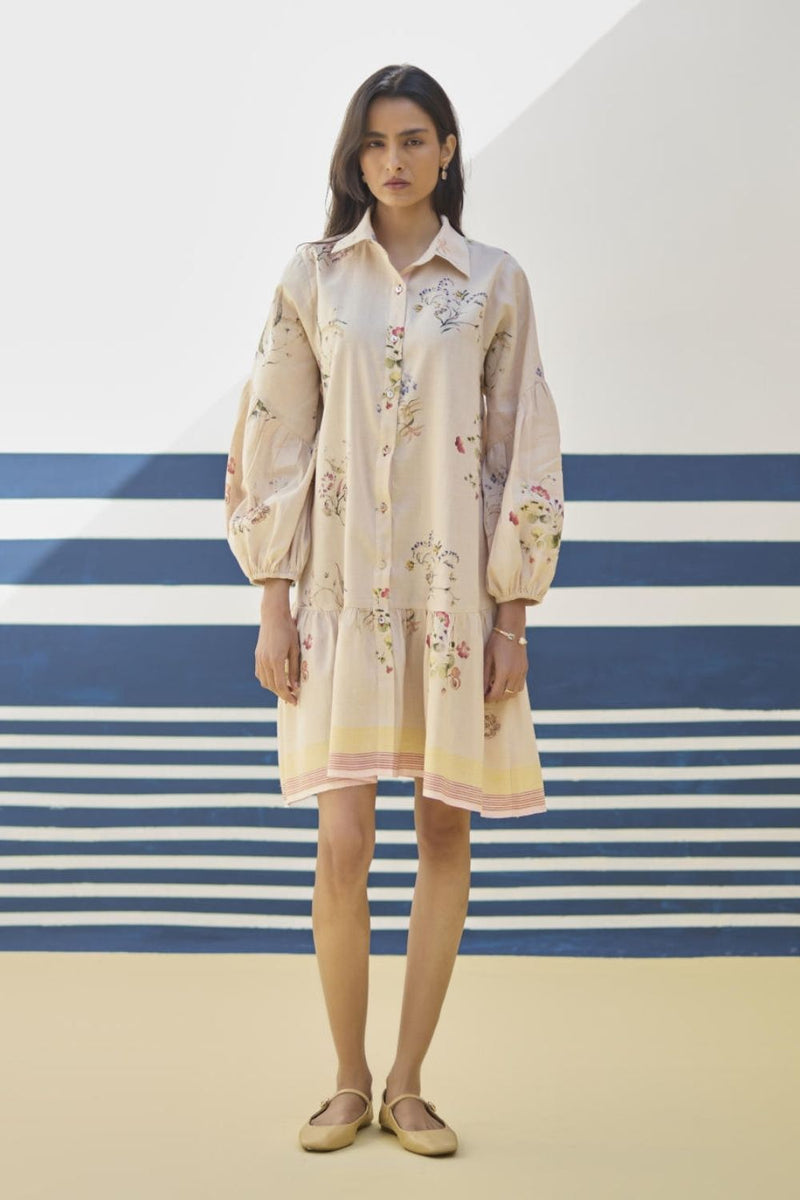 Alara Floral Shirt Dress - Sand by Manan in natural color for women Worldwide