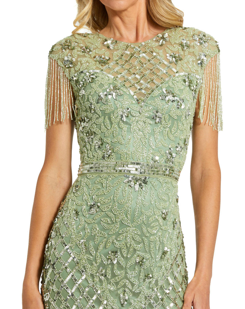 MD-4908 Straight Gown-Green by Mac Duggal in green color for women Worldwide