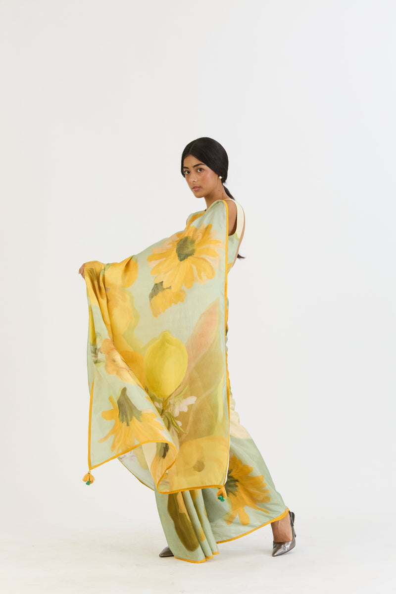 LEMONADE SAREE silk by Yam in yellow color for women Worldwide