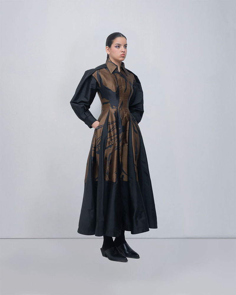 Vera Dress viscose by Leh Studios in olive, black for women Worldwide