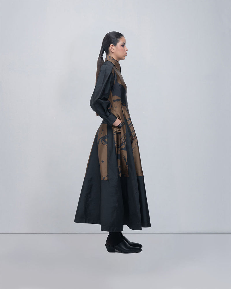 Vera Dress viscose by Leh Studios in olive, black for women Worldwide