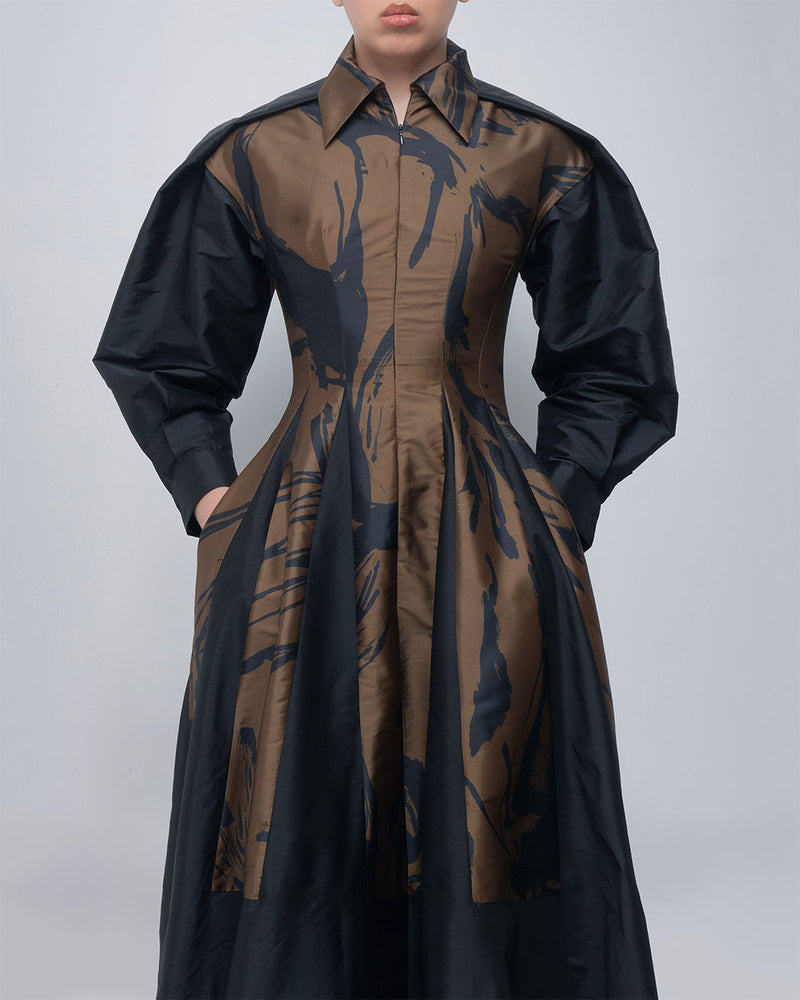 Vera Dress viscose by Leh Studios in olive, black for women Worldwide