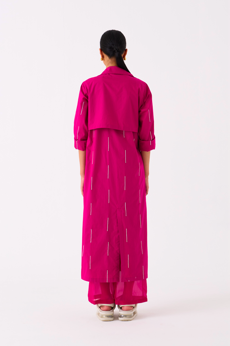 EMB. TIE JACKET-FUSCHIA poplin by THREE for women Worldwide