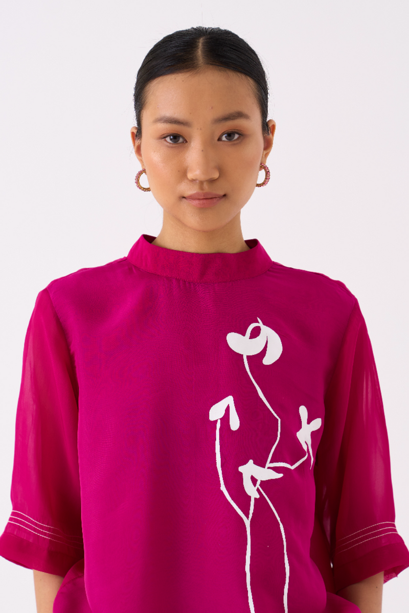 POPPY TOP-FUSCHIA organza by THREE for women Worldwide