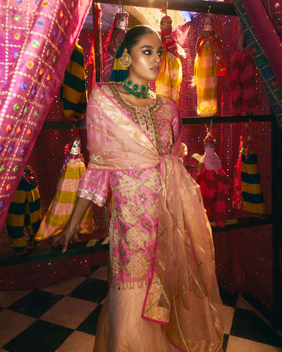 Khel Hot Pink Gharara Set