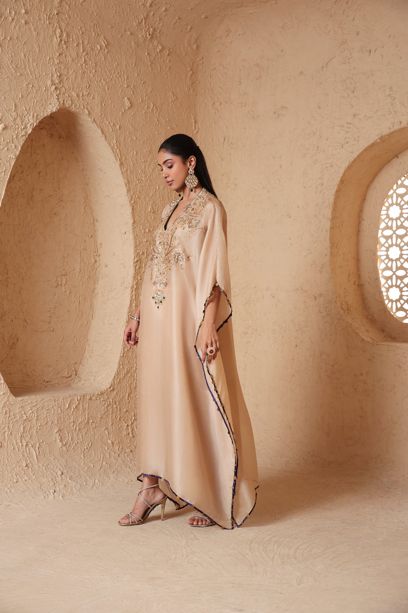 Zar-Rang Ivory Heavy Kaftan Set organza kurta/kurta set by Niti Bothra in ivory for women Worldwide