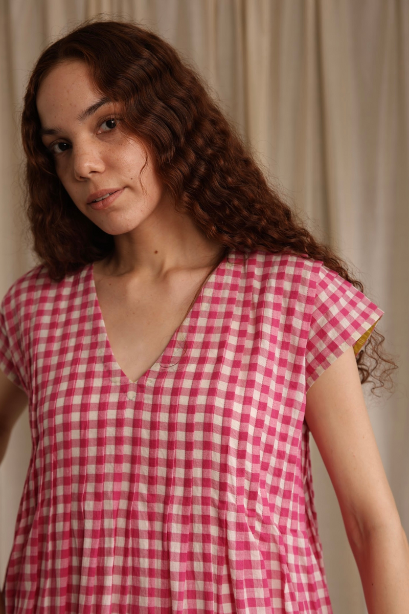 Darla Dress cotton by MASON AND MILL in pink color for women Worldwide