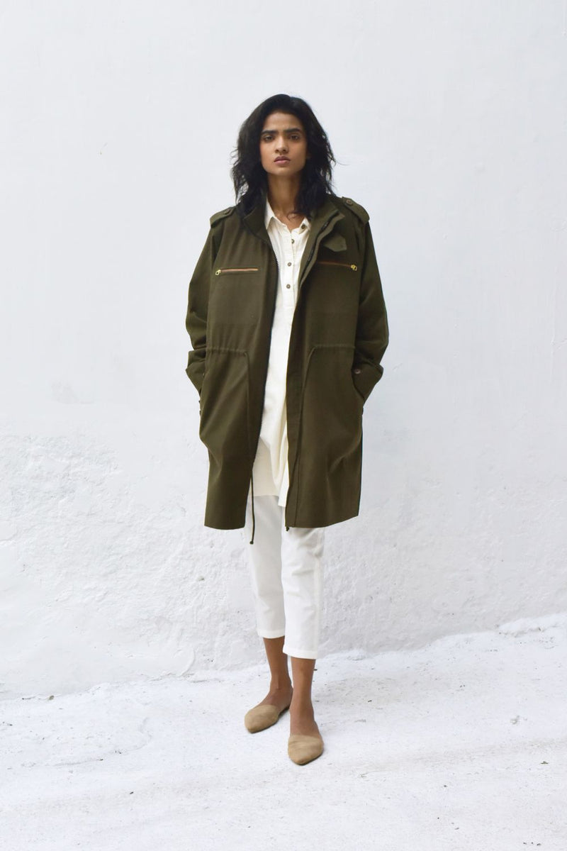 Olive Parka Jacket Jackets & Overlays by Khara Kapas for women Worldwide