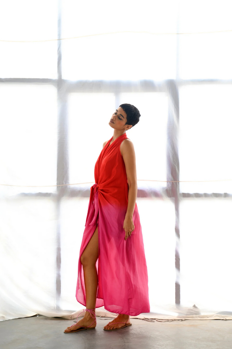 SOLANA OMBRE KNOTTED DRESS silk by Ituvana for women Worldwide