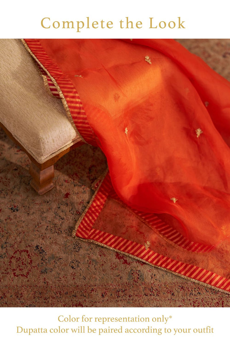 Amaya - Long Kaftan With Salwar-Burnt Orange silk by SHEETAL BATRA in orange color for women Worldwide