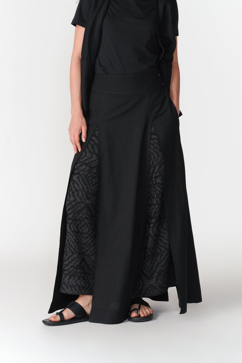 Chenille Layered Skirt Pants pant/trouser by Turn Black in black for women Worldwide