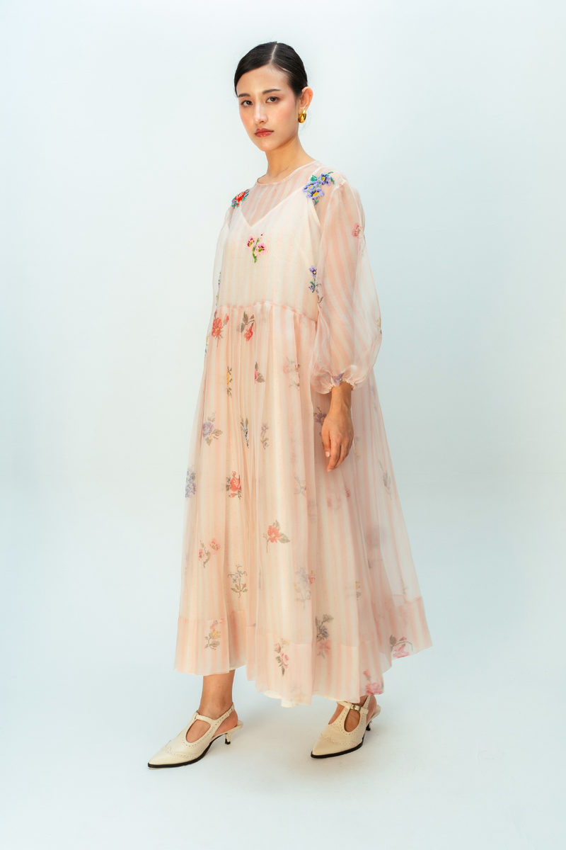 BARELY BLUSH DRESS silk organza dress by Ode to Odd in blush pink for women Worldwide