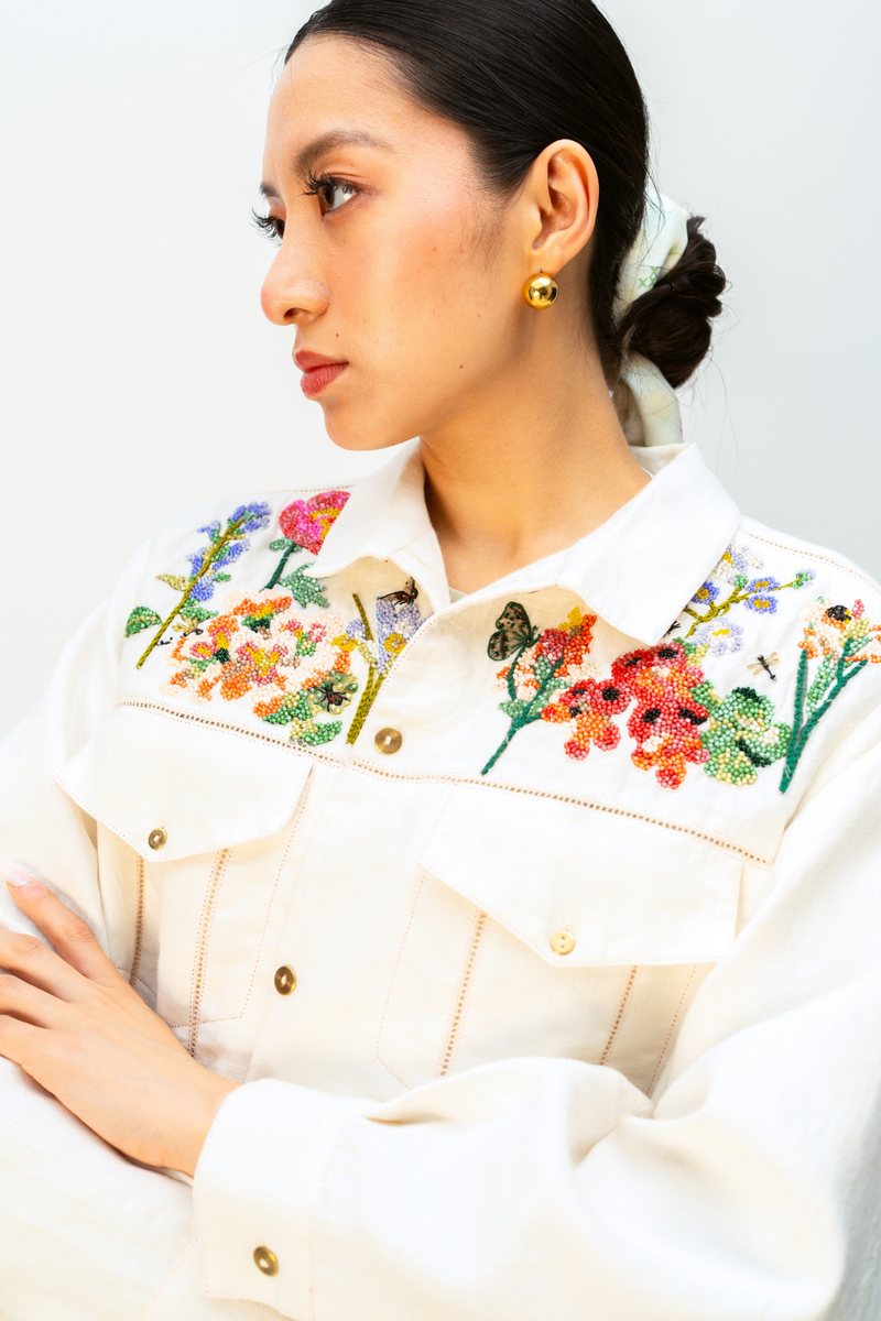 LUSH MEMORY JACKET linen jacket/overlay by Ode to Odd in off white for women Worldwide