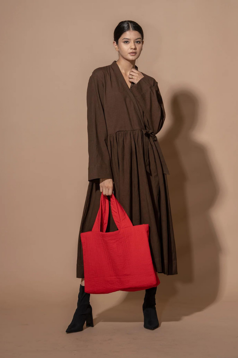 Sesame Dress cotton matty dresses by Stoique in brown for women Worldwide