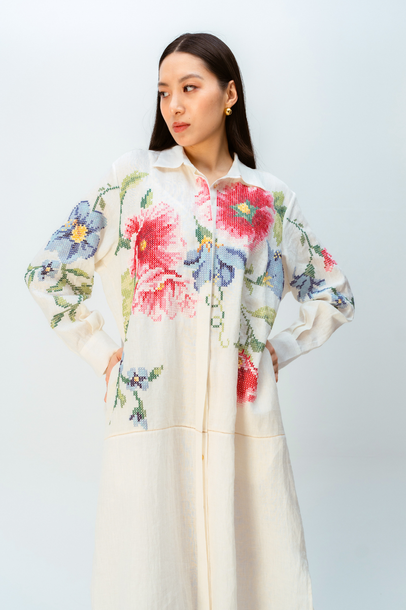 WINDFLOWER DRESS linen dress by Ode to Odd in off white for women Worldwide