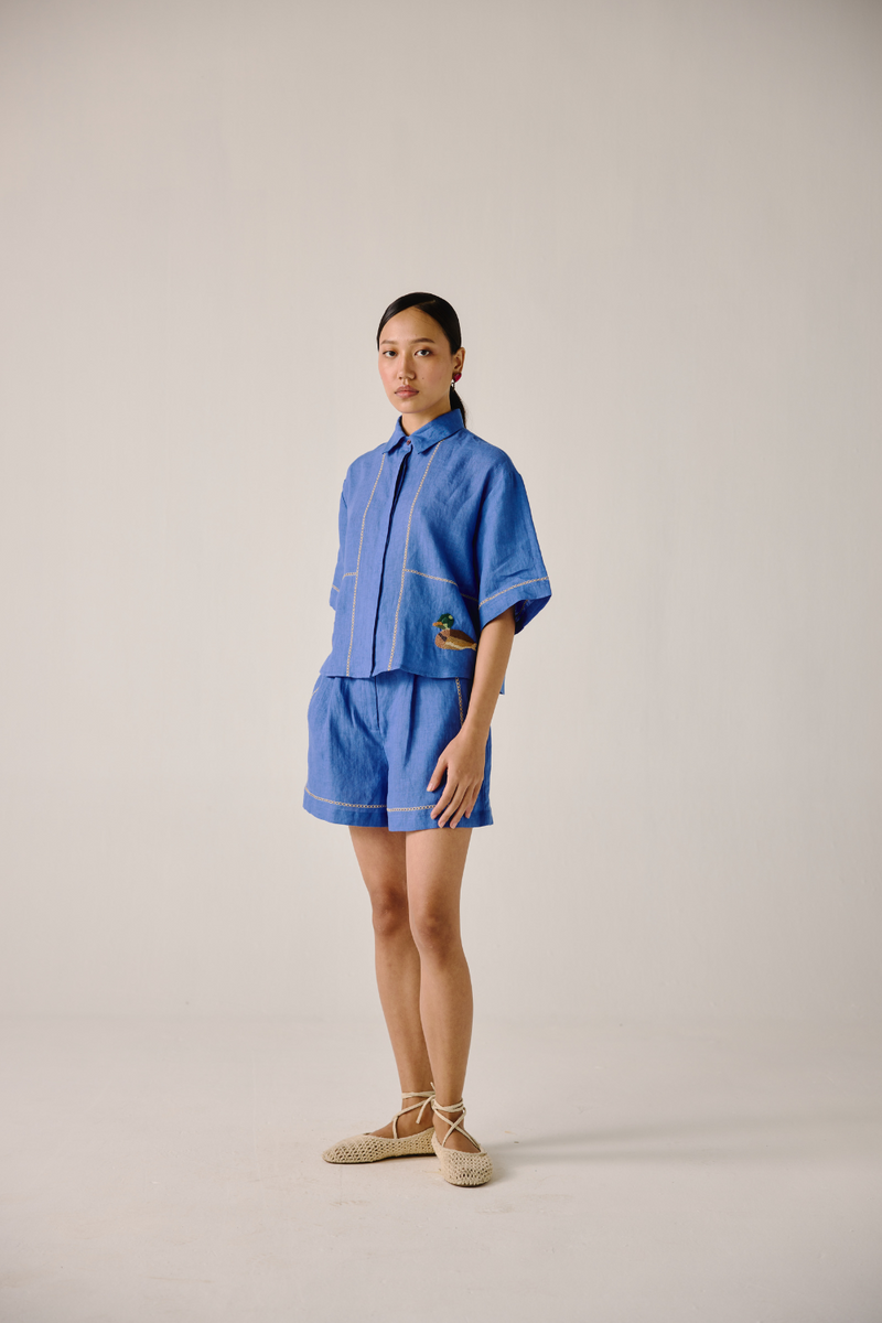 Ava Shirt - Electric Blue Duck by CORD in blue for women Worldwide