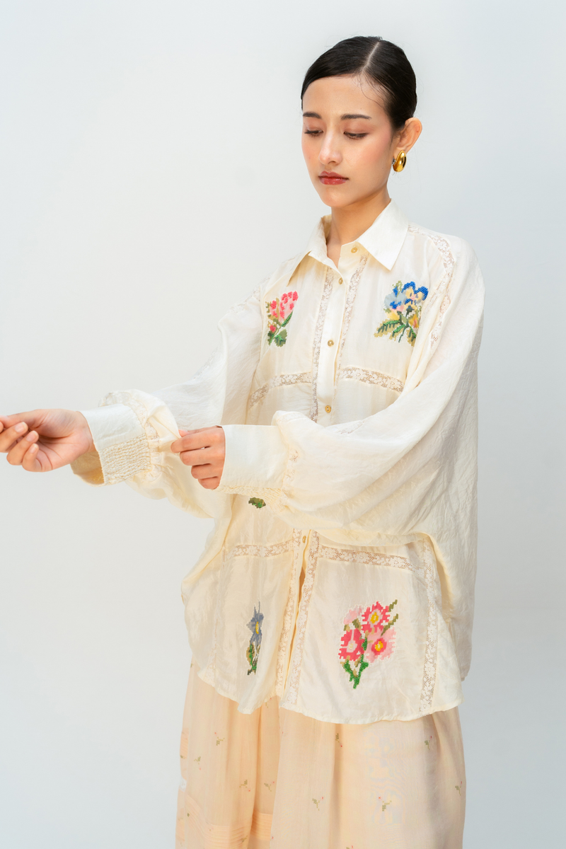 SUMMER LANTERN SHIRT silk top/shirt by Ode to Odd in off white for women Worldwide