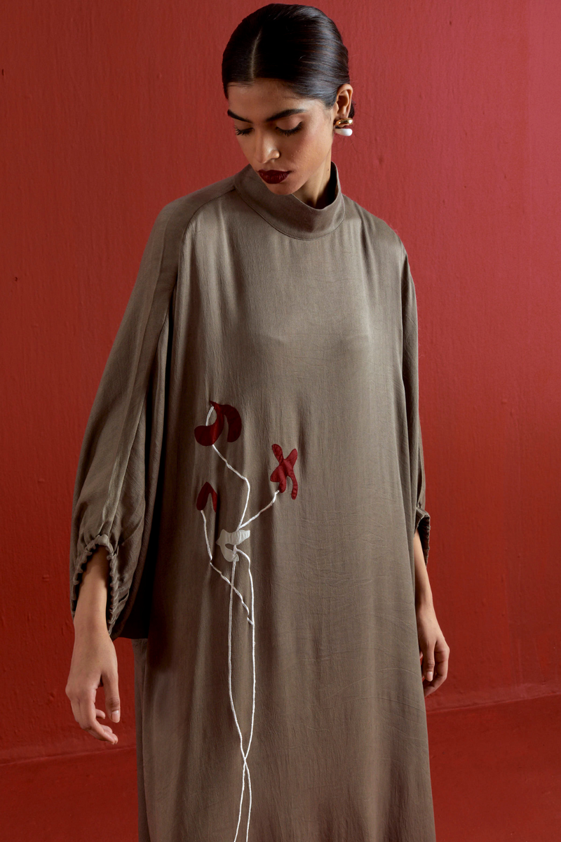 FLORAL FRINGE KAFTAN CO-ORD-CEDAR satin by THREE for women Worldwide