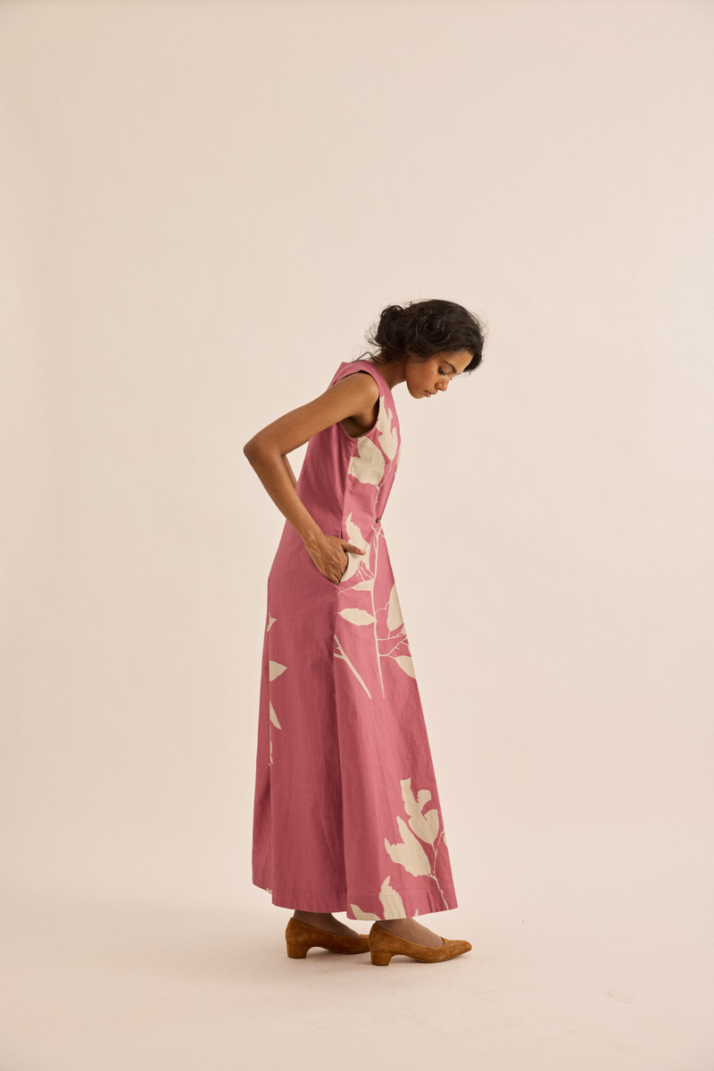 Dalia Jumpsuit oxford jumpsuit by Khara Kapas in rose pink for women Worldwide