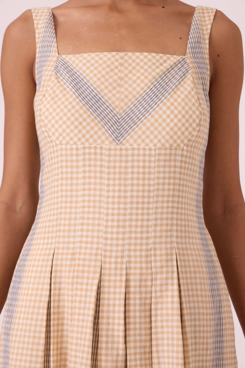 Bosie Beige Handwoven Dress cotton by The Summer House in pink color for women Worldwide