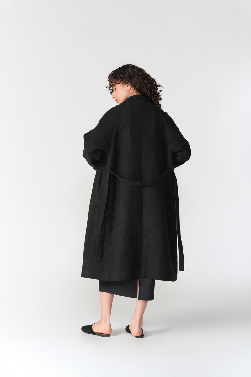 Chenille Long Overcoat jacket/overlay by Turn Black in black for women Worldwide