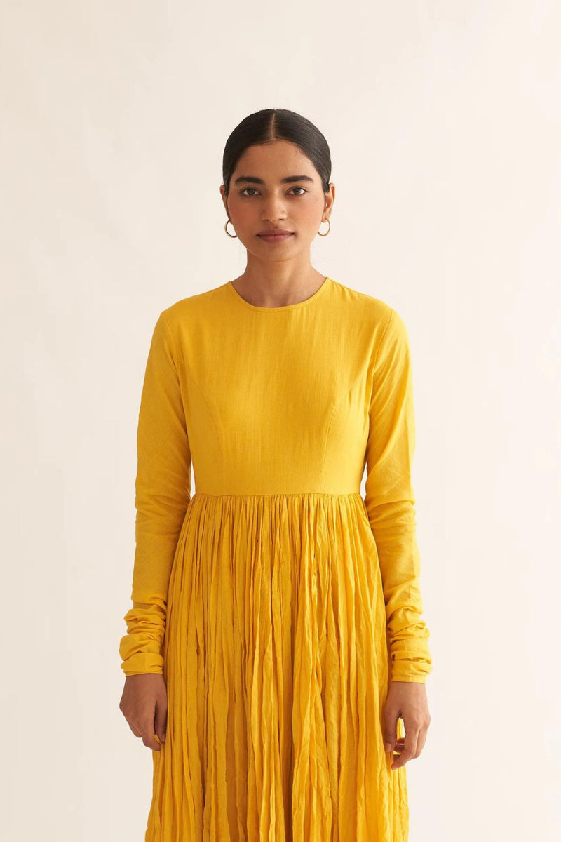 BRIGHT YELLOW GHOOMAR ANARKALI SET