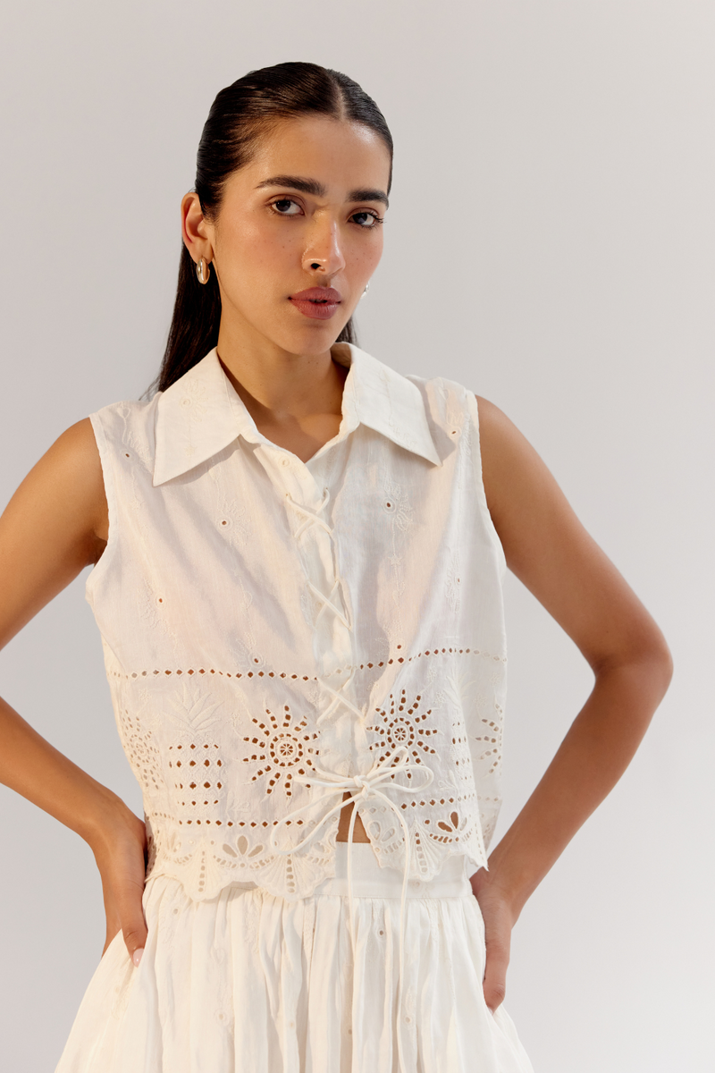 Freya Shirt - White linen by NOIB for women Worldwide