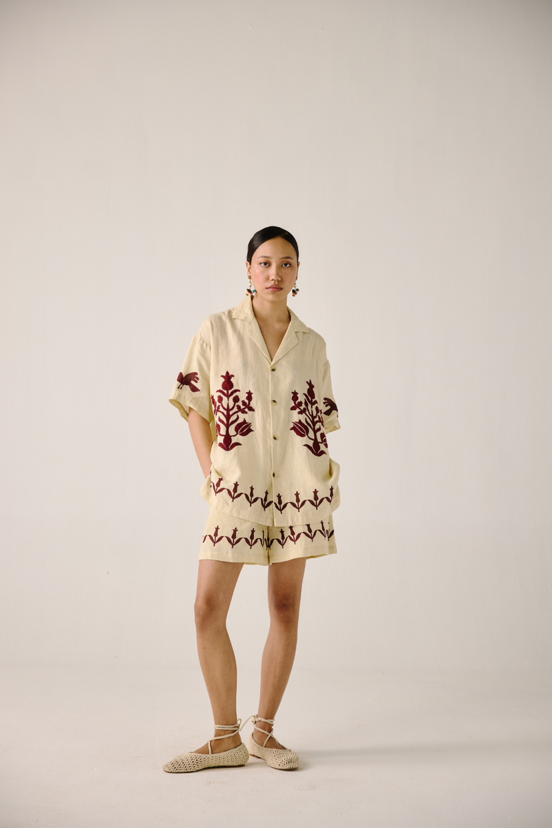 Unisex Shirt - Ivory Bird Applique by CORD in ivory for women Worldwide