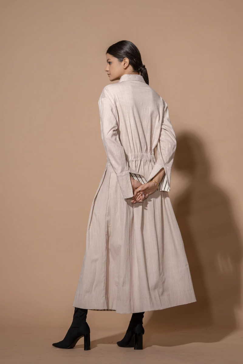 Rue Dress viscose lycra dresses by Stoique in beige for women Worldwide